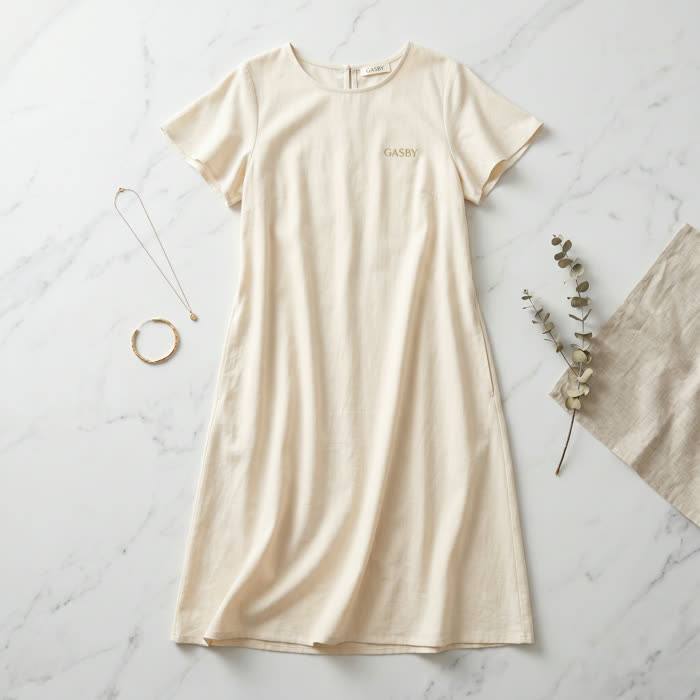 AI product flat-lay — tee dress